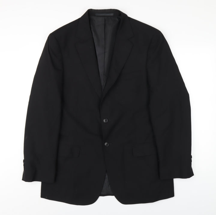 Marks and Spencer Mens Black Polyester Jacket Blazer Size 42 Regular