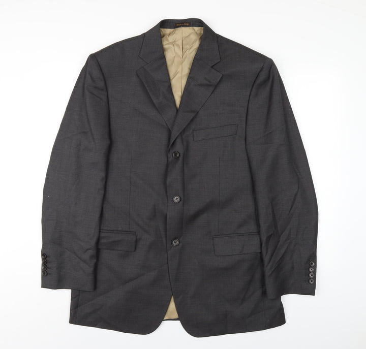 Marks and Spencer Mens Grey Wool Jacket Blazer Size 42 Regular