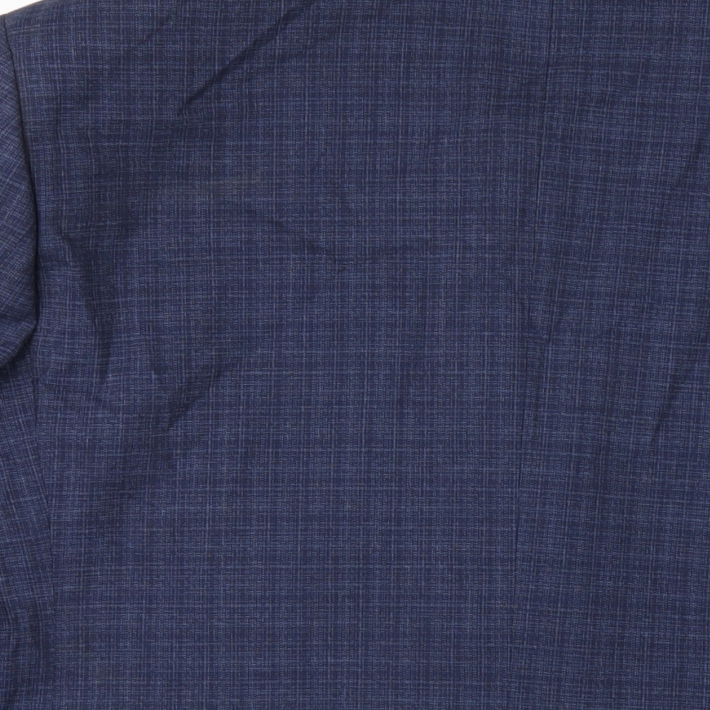 Marks and Spencer Mens Blue Plaid Polyester Jacket Blazer Size 48 Regular