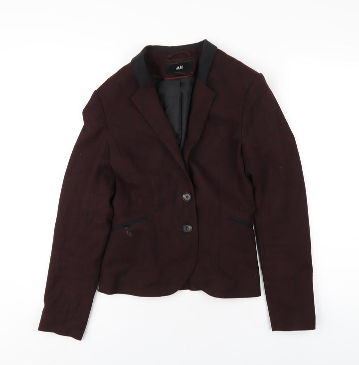 H&M Womens Red Jacket Blazer Size 4 Button