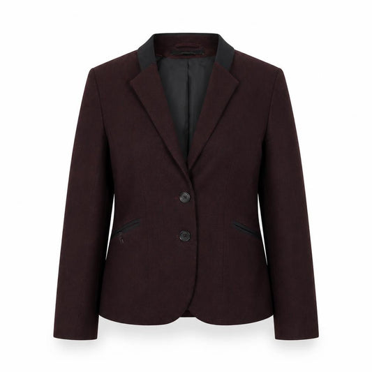 Front view of H&M women’s red jacket blazer, size UK 4, button