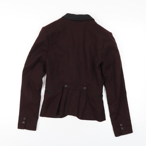 H&M Womens Red Jacket Blazer Size 4 Button