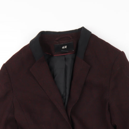 H&M Womens Red Jacket Blazer Size 4 Button