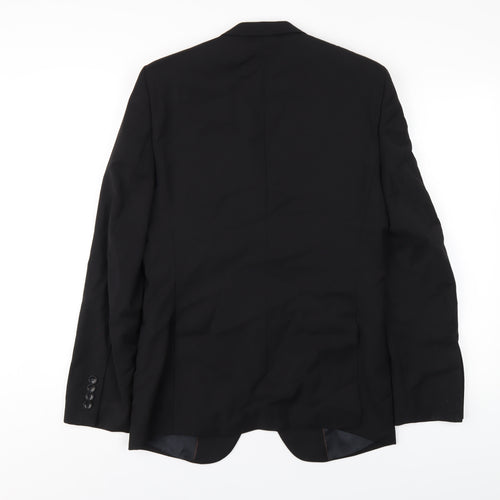 Zara Mens Black Polyester Jacket Blazer Size 38 Regular