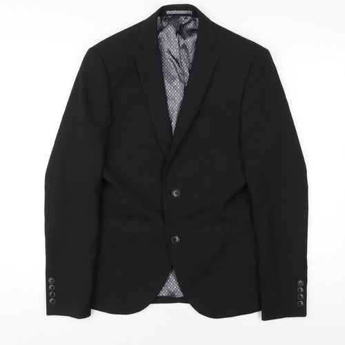 NEXT Mens Black Polyester Jacket Blazer Size 34 Regular