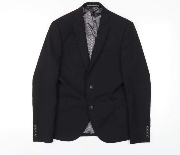 NEXT Mens Black Polyester Jacket Blazer Size 34 Regular