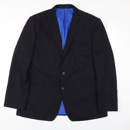 Performance Mens Blue Wool Jacket Blazer Size 44 Regular