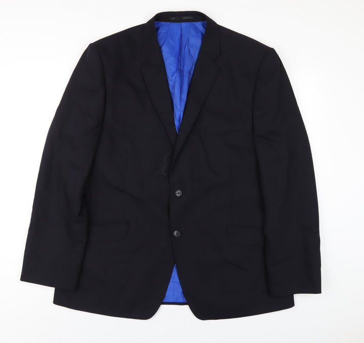 Performance Mens Blue Wool Jacket Blazer Size 44 Regular