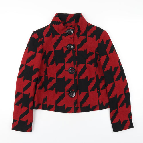 Marks and Spencer Womens Red Geometric Jacket Coat Size 10 Button
