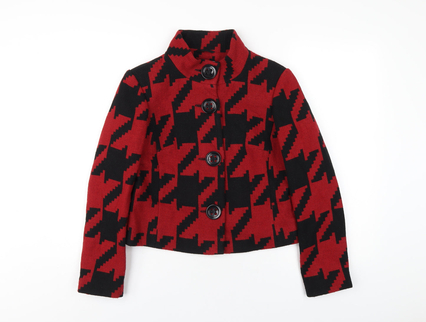 Marks and Spencer Womens Red Geometric Jacket Coat Size 10 Button