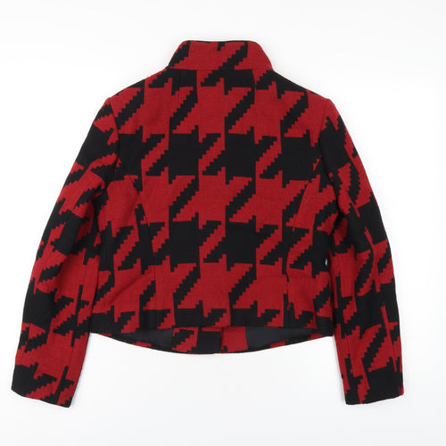 Marks and Spencer Womens Red Geometric Jacket Coat Size 10 Button