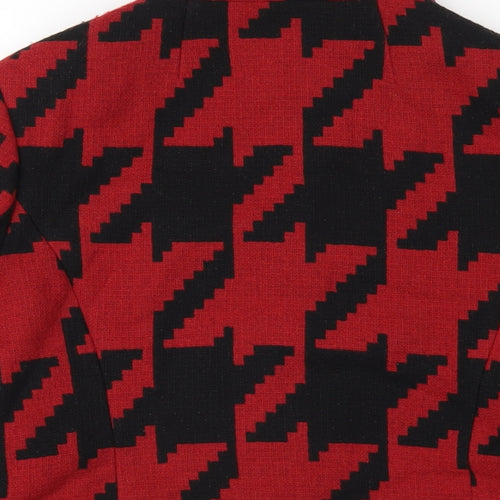 Marks and Spencer Womens Red Geometric Jacket Coat Size 10 Button