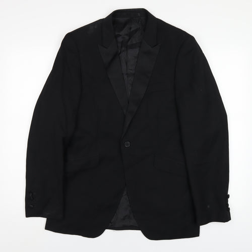 OneSix5ive Mens Black Polyester Jacket Blazer Size 38 Regular
