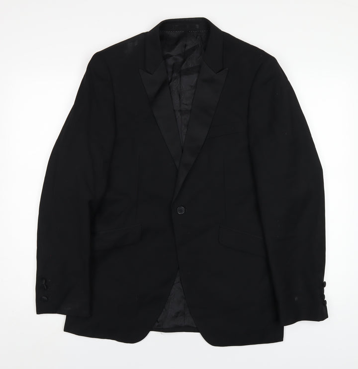 OneSix5ive Mens Black Polyester Jacket Blazer Size 38 Regular