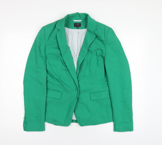 Marks and Spencer Womens Green Cotton Jacket Blazer Size 10