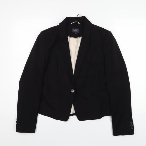 Marks and Spencer Womens Black Polyester Jacket Blazer Size 12