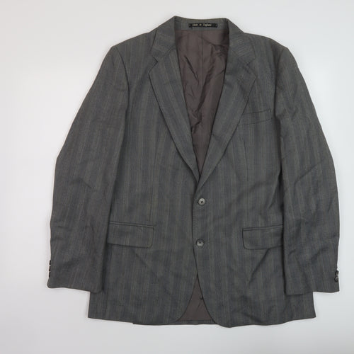 Eric Spencer Mens Grey Striped Wool Jacket Suit Jacket Size 44 Regular