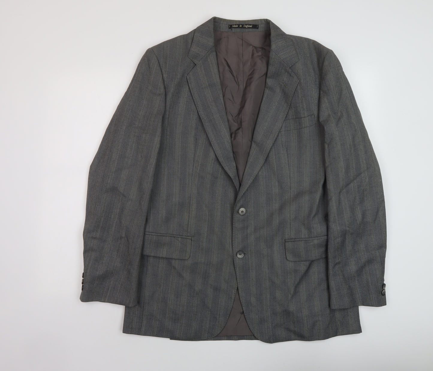 Eric Spencer Mens Grey Striped Wool Jacket Suit Jacket Size 44 Regular