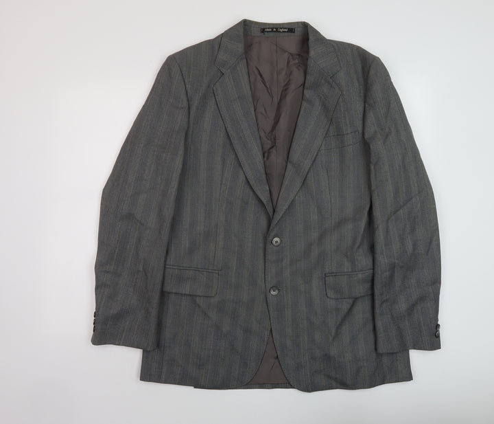 Eric Spencer Mens Grey Striped Wool Jacket Suit Jacket Size 44 Regular