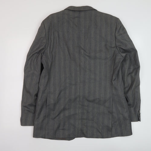 Eric Spencer Mens Grey Striped Wool Jacket Suit Jacket Size 44 Regular