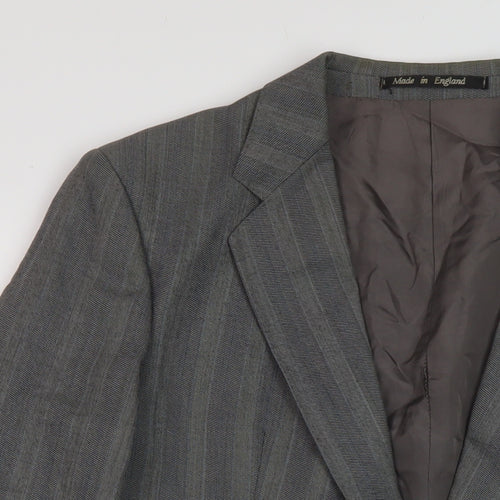 Eric Spencer Mens Grey Striped Wool Jacket Suit Jacket Size 44 Regular