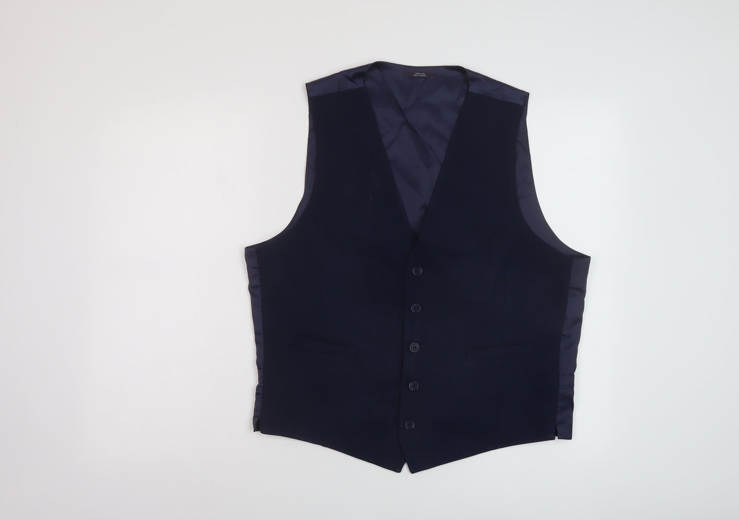 Marks and Spencer Mens Blue Wool Jacket Suit Waistcoat Size L Regular