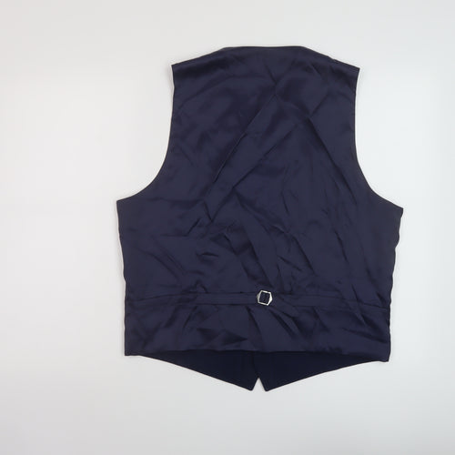 Marks and Spencer Mens Blue Wool Jacket Suit Waistcoat Size L Regular