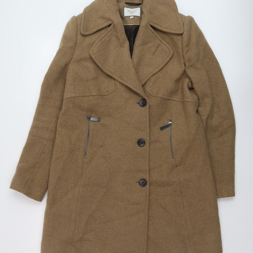 Nextr Womens Beige Overcoat Coat Size 12 Button
