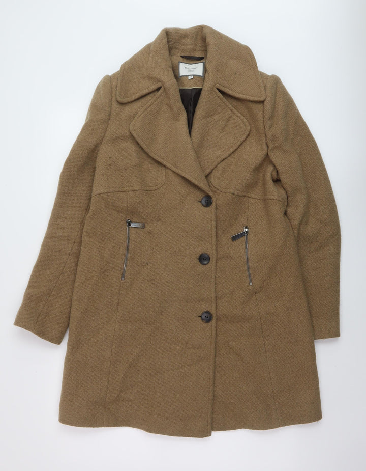 Nextr Womens Beige Overcoat Coat Size 12 Button