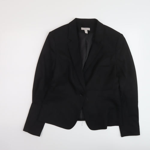 H&M Womens Black Jacket Size 14 Button