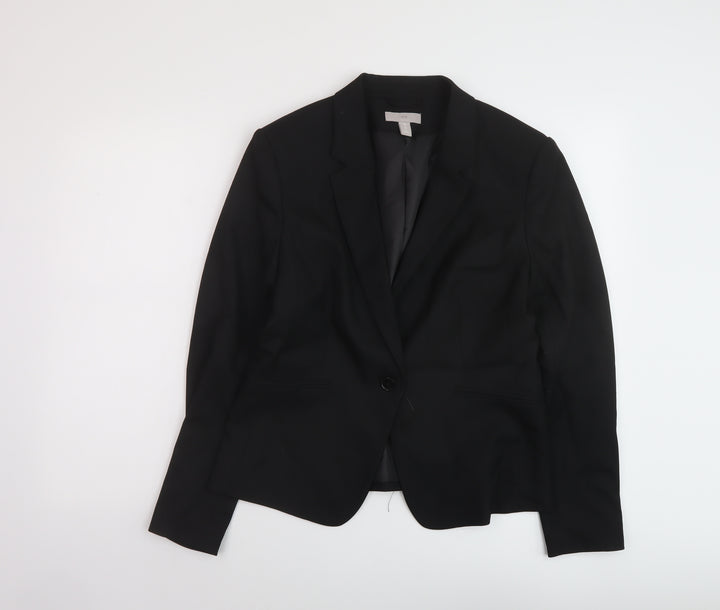 H&M Womens Black Jacket Size 14 Button