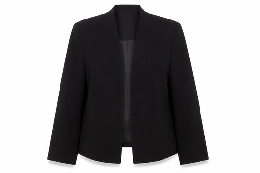 Front view of New Look women’s black jacket, size UK 12