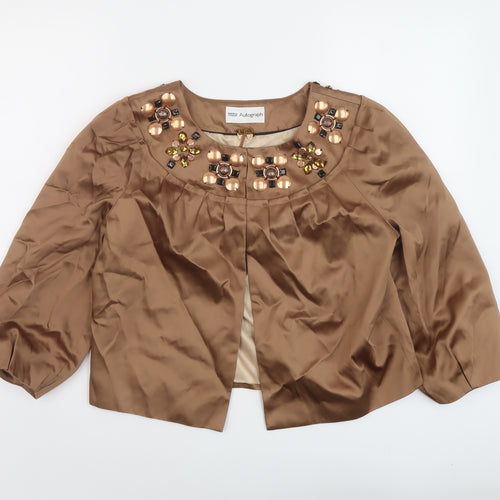 Autograph Womens Brown Jacket Size 12 Hook & Eye