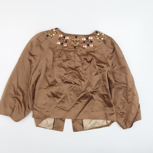 Autograph Womens Brown Jacket Size 12 Hook & Eye