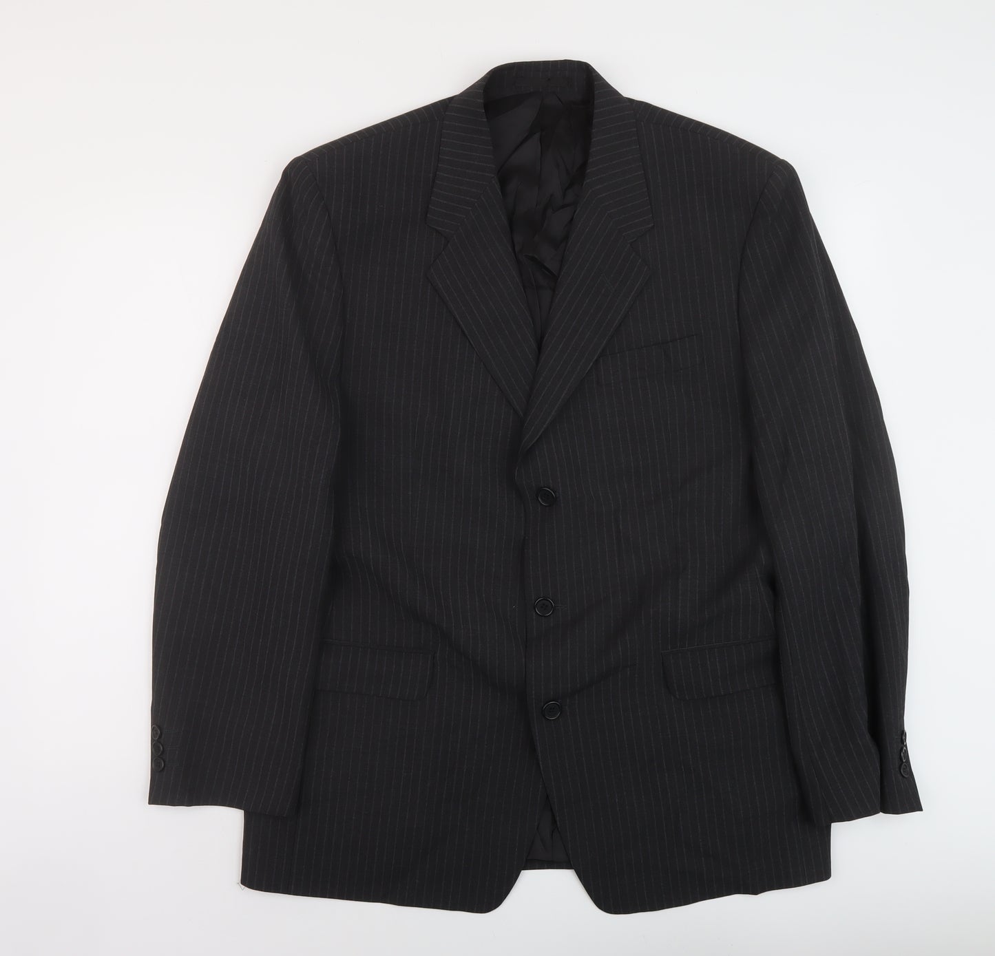 Carveste Mens Grey Striped Polyester Jacket Suit Jacket Size 42 Regular
