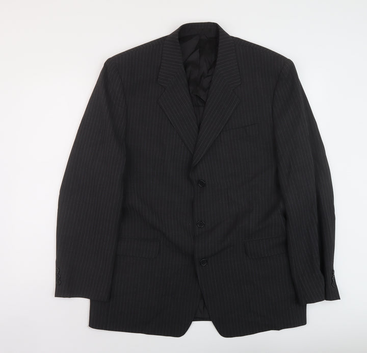 Carveste Mens Grey Striped Polyester Jacket Suit Jacket Size 42 Regular