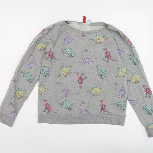 H&M Womens Grey Geometric Cotton Pullover Sweatshirt Size L Pullover