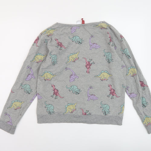 H&M Womens Grey Geometric Cotton Pullover Sweatshirt Size L Pullover