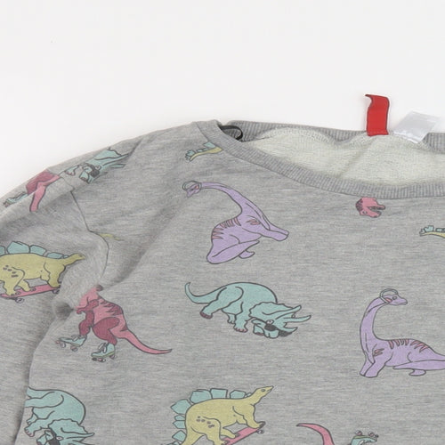 H&M Womens Grey Geometric Cotton Pullover Sweatshirt Size L Pullover
