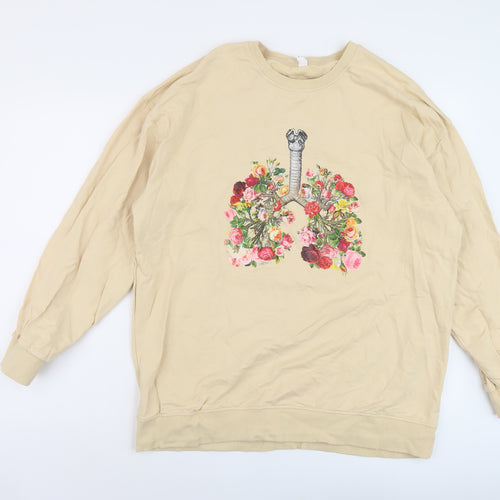 Chicyea Womens Beige Cotton Pullover Sweatshirt Size L Pullover