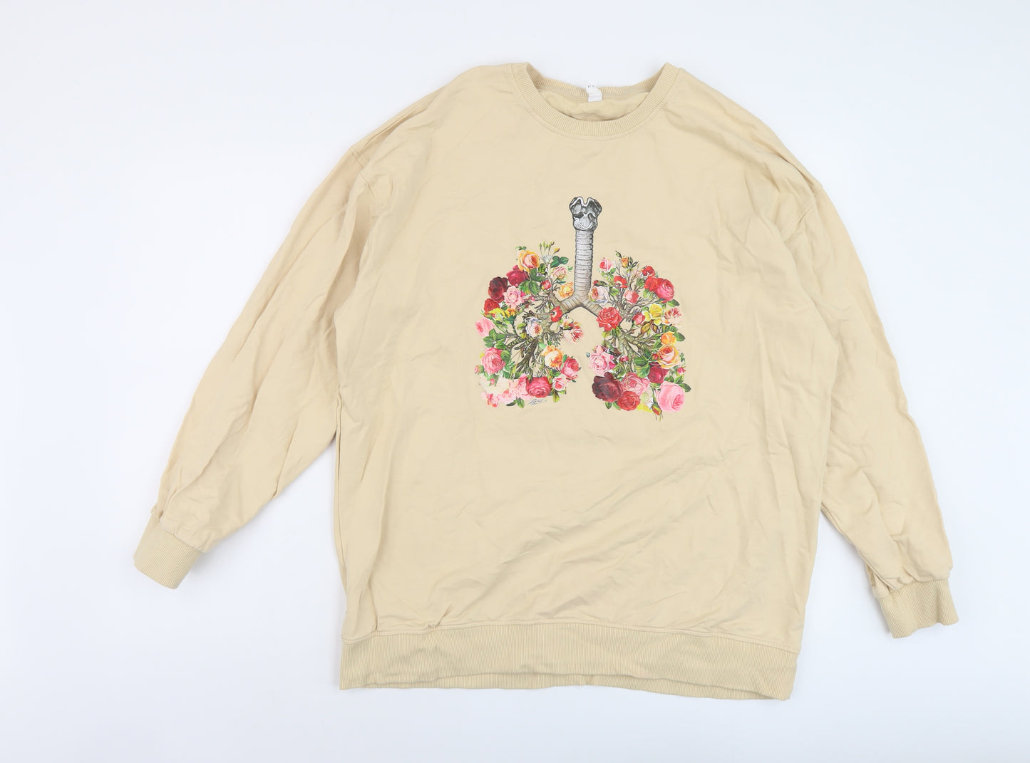 Chicyea Womens Beige Cotton Pullover Sweatshirt Size L Pullover