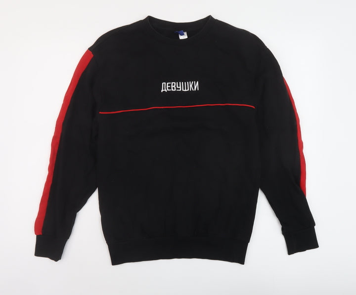 H&M Mens Black Cotton Pullover Sweatshirt Size XS