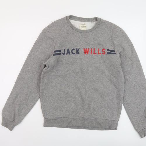 Jack Wills Womens Grey Cotton Pullover Sweatshirt Size S Pullover