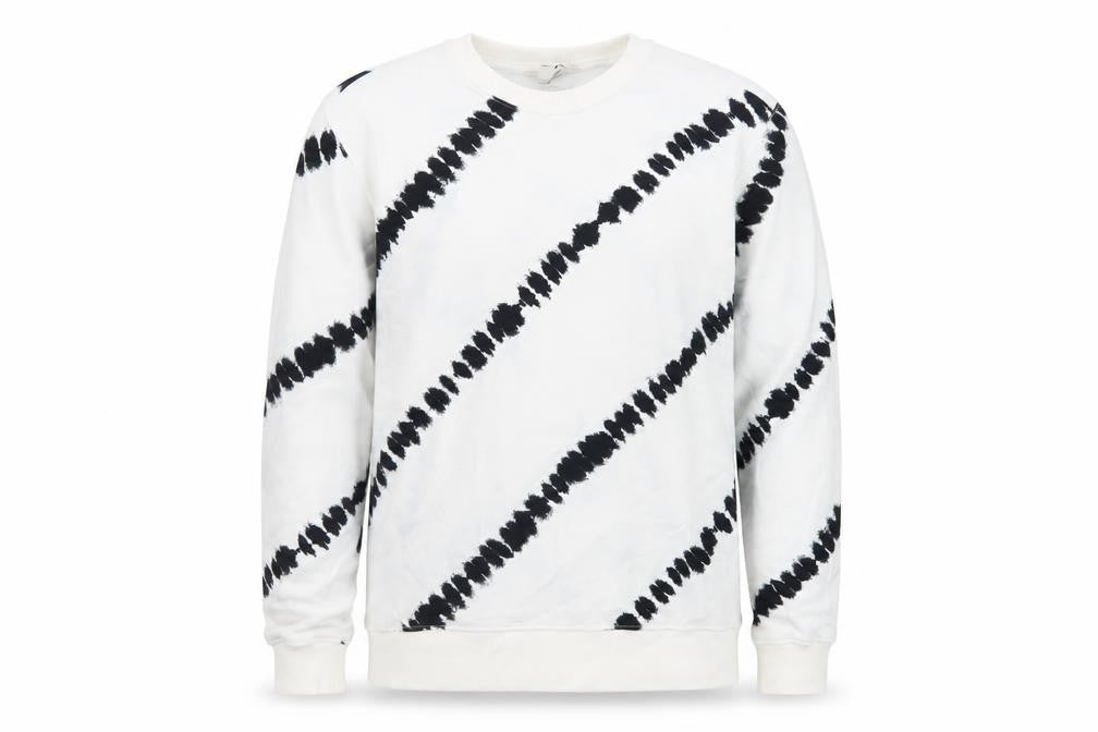 Front view of Marks & Spencer men’s white geometric cotton pullover sweatshirt, size M