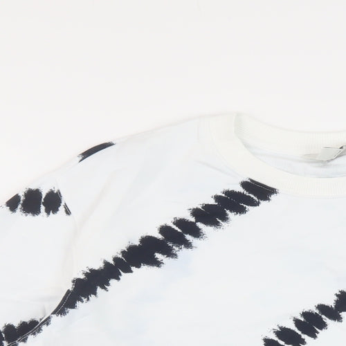 Marks and Spencer Mens White Geometric Cotton Pullover Sweatshirt Size M