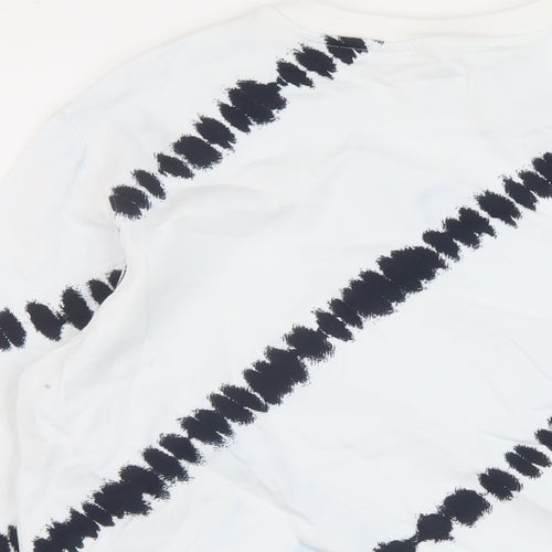 Marks and Spencer Mens White Geometric Cotton Pullover Sweatshirt Size M