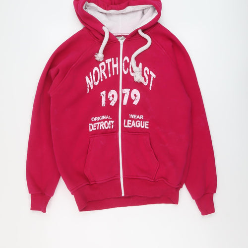 West Club Womens Pink Cotton Full Zip Hoodie Size XL Zip