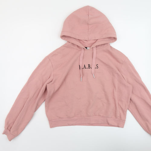 H&M Womens Pink Cotton Pullover Hoodie Size S Pullover