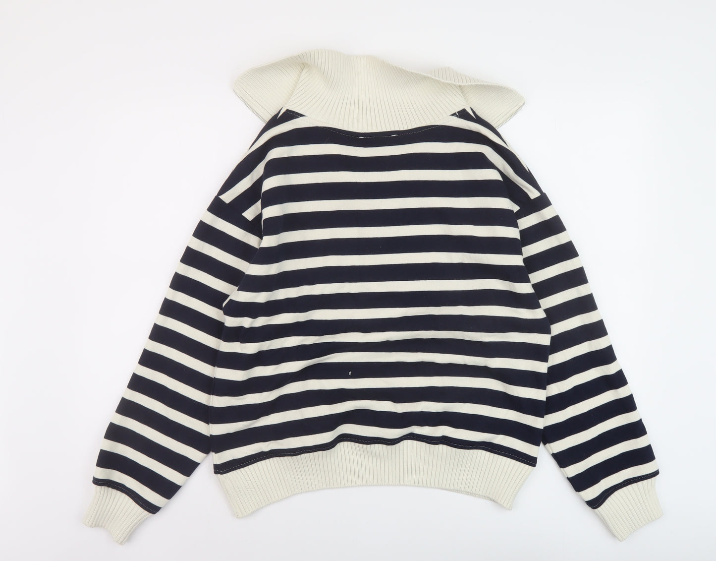 Marks and Spencer Womens Blue Striped Cotton Pullover Sweatshirt Size S Zip