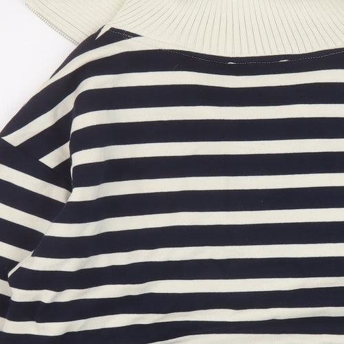 Marks and Spencer Womens Blue Striped Cotton Pullover Sweatshirt Size S Zip